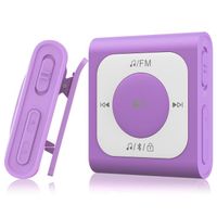 AGPTEK 64Go MP3 Bluetooth 5.2 Sport avec Clip, Lecteur de Musique Portable avec Radio FM Son HiFi Capacité de 13000+ Titres,Violet