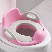 Aufun Siège de toilette pour enfant, entraîneur de toilette pour bébé avec poignée et protection contre les éclaboussures, rose