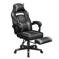 Chaise de Bureau, Siège de bureau réglable, Chaise gaming, Appui-tête, Support lombaire, 150kg, Noir et gris