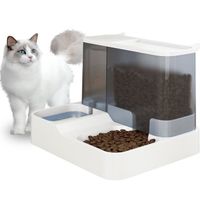 Distributeur Automatique de Nourriture et d'eau pour chat et Petit Chiens 2 en 1 3.8 L Fontaine Mangeoirs et Abreuvoirs Blanc