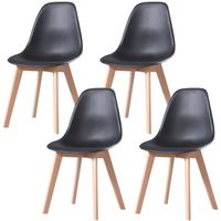 Lot de 4 chaises scandinave - MADE4US - THEA - Pieds en bois massif - Noir