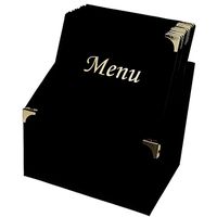 Ensemble de porte-menu Securit® + 10 protège-menus format A4 - Classic - Couleur noir et or - 30,5x27x20cm