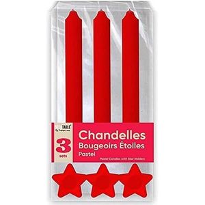 CHANDELLE Bougie Chandelle Rouge Avec Support Étoile (X3) Re