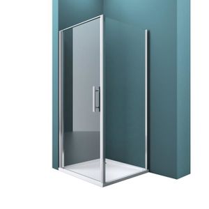CABINE DE DOUCHE Mai & Mai Cabine de douche en angle 90x90 avec receveur paroi de douche avec porte pivotante verre transparent avec cadre R36