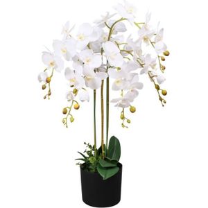 FLEUR ARTIFICIELLE Luxueux Magnifique-Plante Artificielle Décor Maison Jardin Mariage - avec pot Orchidée 75 cm Blanc