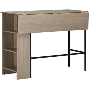 MANGE-DEBOUT Table de bar extensible - HOMCOM - Gris - Design industriel - 120x76x91cm