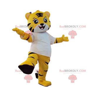 DÉGUISEMENT - PANOPLIE Mascotte tigre jaune et blanc. Costume tigre jaune