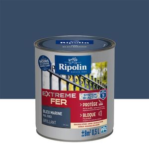 PEINTURE - VERNIS Peinture pour Fer Extérieur - Brillant  - 0,5L - Bleu Marine RAL 5003 - Ripolin