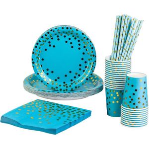 Maxi pack vaisselle jetable bleu nuit et argent, 41 pièces : 10
