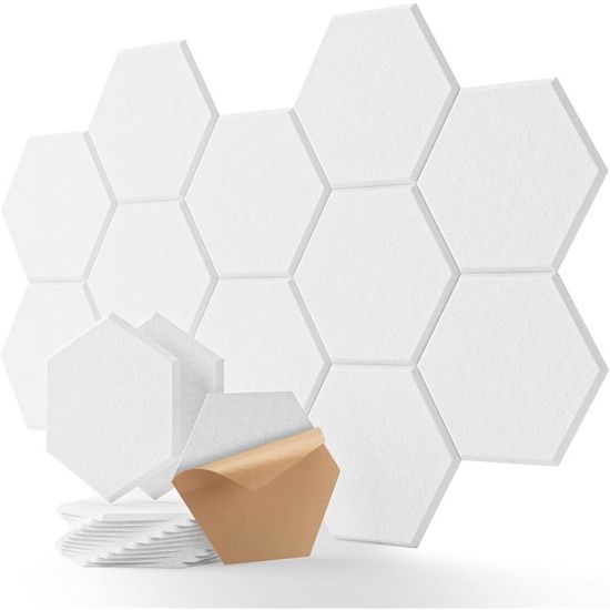 Panneaux Acoustiques Hexagonaux, 12 Pièces, Haute Densité Isolation Phonique Mur pour la Décoration et le Traitement Acoustique, Anti Bruit Mousse