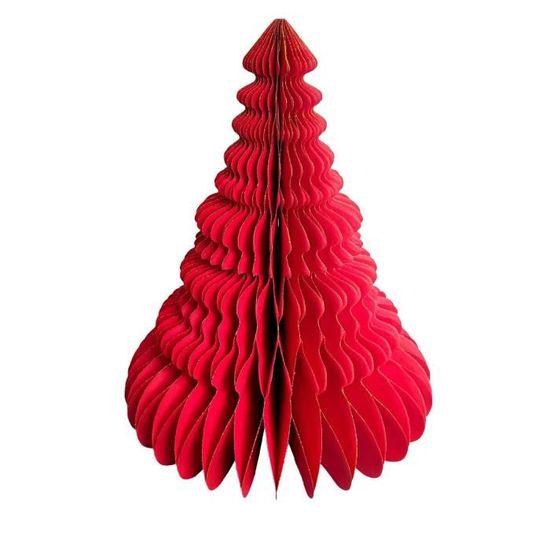 6 Sapins De Noël En Papier Plié Nid D'Abeille - Déco Table Ou Suspension, 3 Tailles Et Couleurs Festives - 6