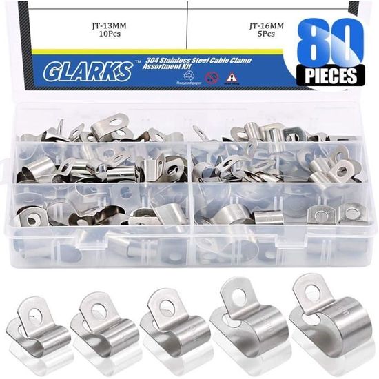 GLARKS Lot De 50 Serre-câbles En Acier Inoxydable 304 1/4" 5/16" 3/8" 1