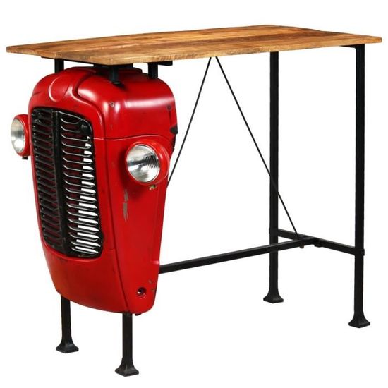 699MONDIAL•)Table de bar-Table de Bistrot Table de Comptoir Table de Cuisine Simplicity & CHICBois de manguier 60x120x107 cm Rouge T