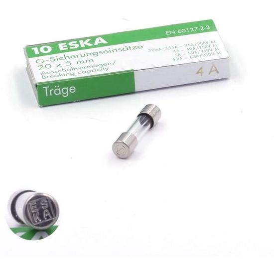 Fusible Verre 1A 10 Fusibles Temporisés T 1A / 250VAC - 5x20mm