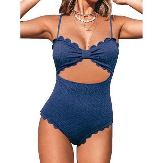 Maillot de bain festonné noir outlet
