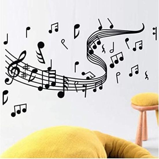 Autocollant Mural Notes De Musique 34x60cm - Sticker Vinyle Imperméable - Décoration Salon Studio Musique