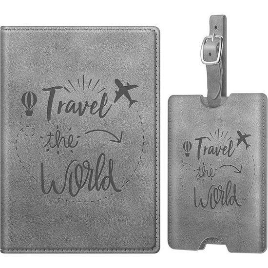 Lot Porte Passeport Et Étiquettes Bagages Décorably – Couleur Bleu Et Rose
