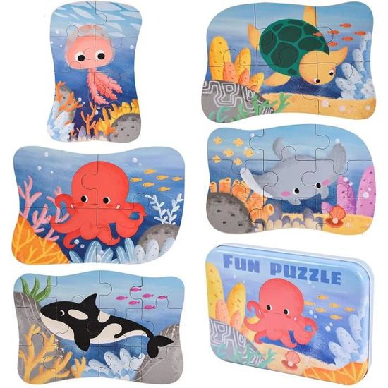 Puzzle Requins 128 Pièces – 64×43 Cm, Jeu éducatif En Carton Recyclé, Pour Enfants 4-10 Ans, Cadeau Anniversaire