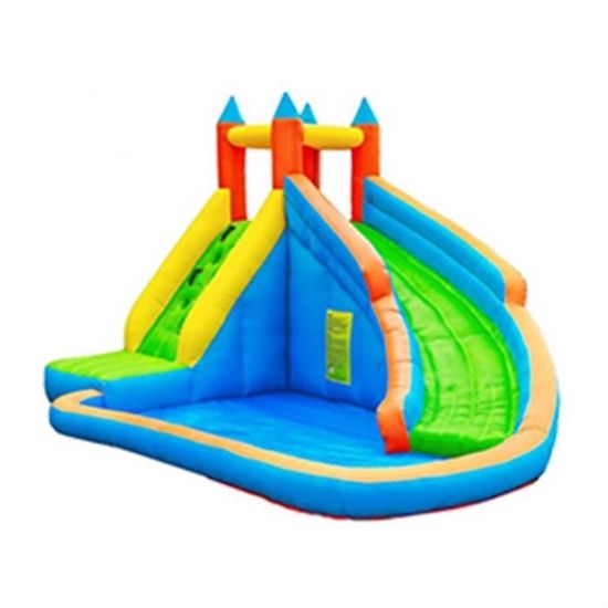 Château Gonflable avec Toboggan à L’Eau de Piscine pour 3 Enfants Aire de jeux gonflable