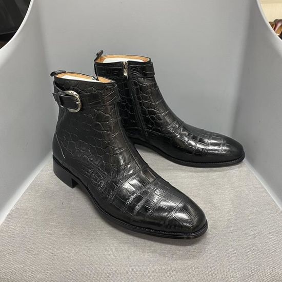 Chaussures Homme Belvedere Lago En Vrai Alligator – Bout Uni Avec Pompon Rose – Modèle 14010