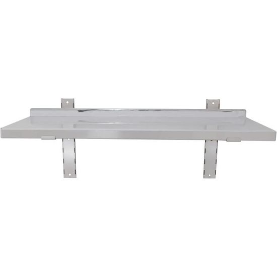 Étagère Murale Mahlzeit En Acier Inox - 90x30cm Avec Barre à Crochets | Design Industriel | Pour Cuisine & Gastronomie