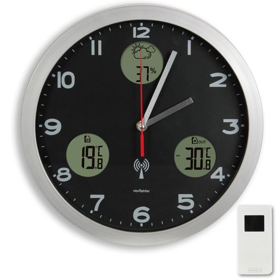 Horloge Murale Radio-Pilotée Mebus 30cm Avec Température Et Humidité