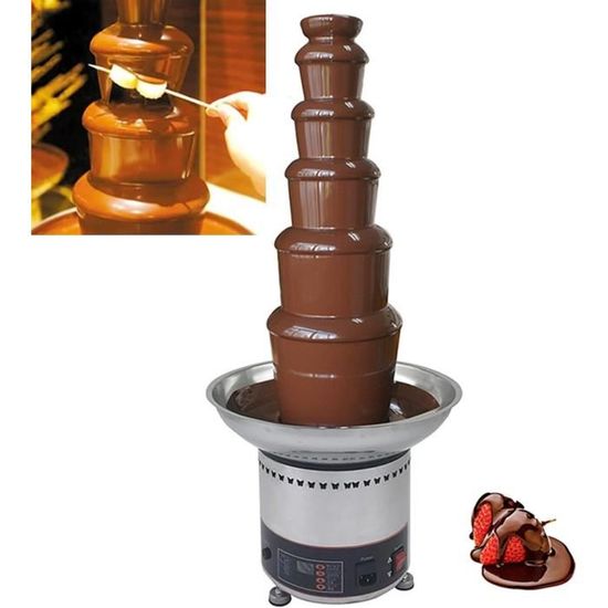 Fontaine à Fondue Chocolat 4 Niveaux Acier Inoxydable 220V - Automatique, Idéale Fêtes Mariage Anniversaire Noël