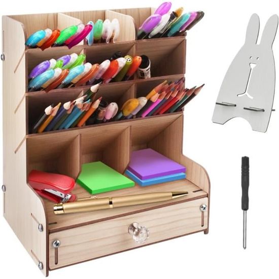 Rangement Bureau En Bois – Multifonction – Marron – Neuf