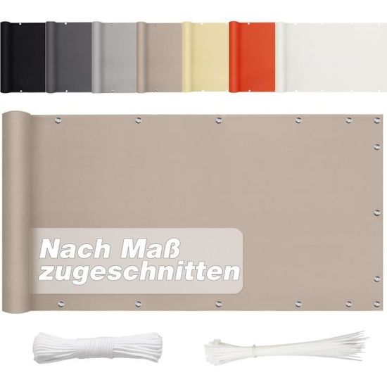 Brise-Vue Balcon 90x350 Cm Anthracite 185g/m² – Polyester Opaque, Imperméable, Anti-UV, Œillets + Attaches Inclus