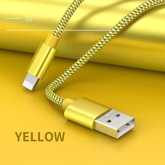 Câble Chargeur Rapide IPhone Tressé Nylon - Longueur 1m, 2m, 3m, Compatible IPhone 7 à 14