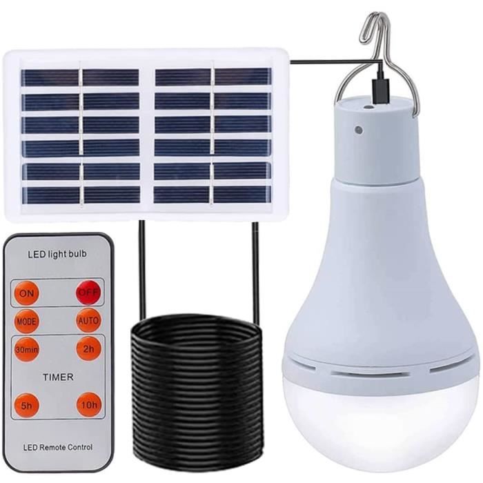 ampoule solaire 9w dimmable à trois niveaux avec capteur de lumière portable rechargeable pour abri de camping balcon pet house poul