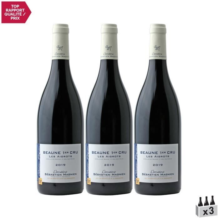 Beaune 1er Cru Les Aigrots Rouge 2019 - Lot de 3x75cl - Domaine Sébastien Magnien - Vin AOC Rouge de Bourgogne