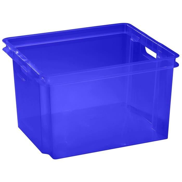 ALLIBERT Boîte de rangement bleu transparent Crownest - Empilable - 30 L