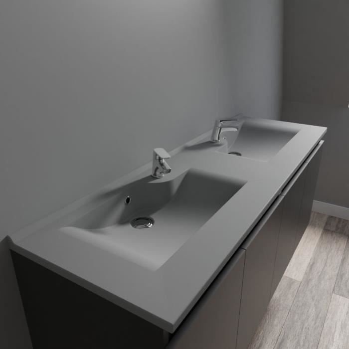 Plan double vasque design gris RESILOGE - 140 cm