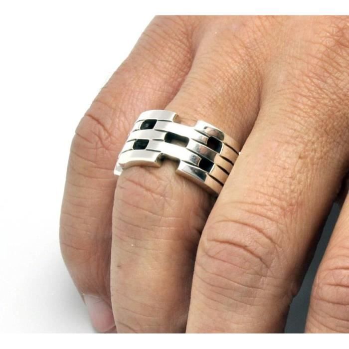 Bague large taille 62 - D'OZ pour homme Argenté