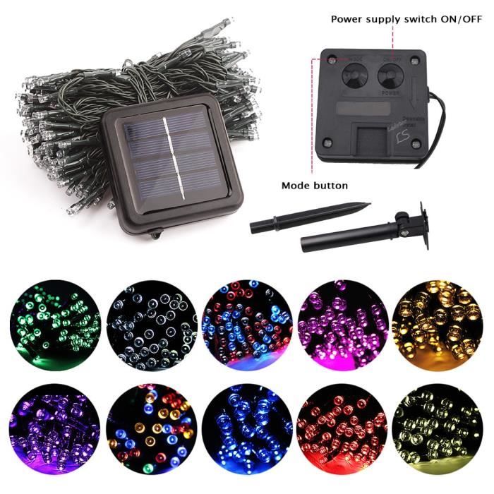 50-100-200 Led solaire fée lumières extérieur étanche rue guirlande maisons noël jard - Modèle: Multicolor 7M 50LEDs - MILEDCA02749