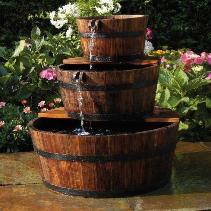 Ubbink Fontaine de jardin Fontaine a Eau, Deco Jardin 3 Tonneaux en cascade