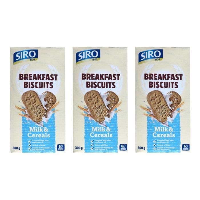 [Lot de 3] Biscuit petit déjeuner lait et céréales Siro - 300g