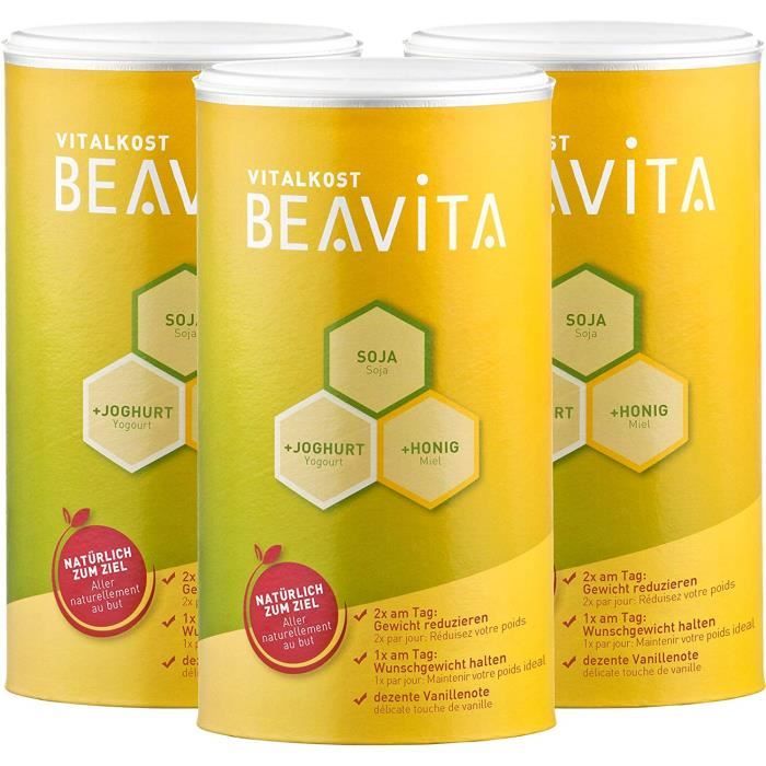 BEAVITA Vitalkost Plus Vanille - Substitut de Repas 3 x 500g – Programme Minceur en 14 jours – Shake délicieux accompagnant un ré