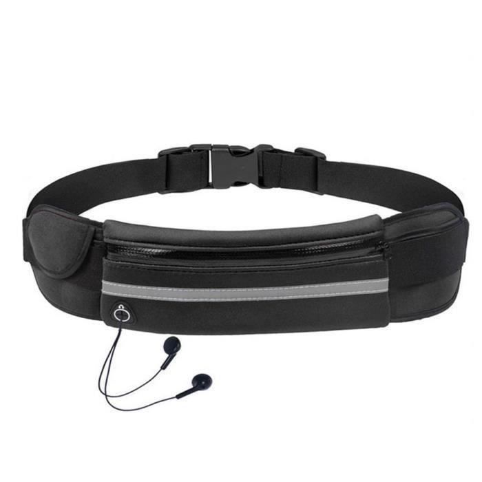 JEC Pochette de Course Sac Banane Léger Sport Fitness Ceinture de Voyage pour Argent Téléphone Clé Card, Noir