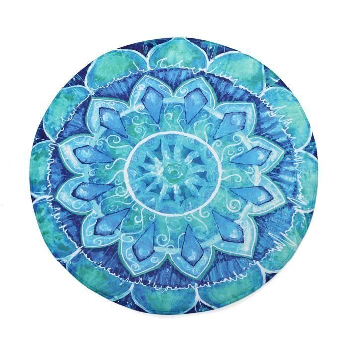 Tapis De Sol Rond Tapis De Yoga Salon Table 100X100CM BLEU Aw57299