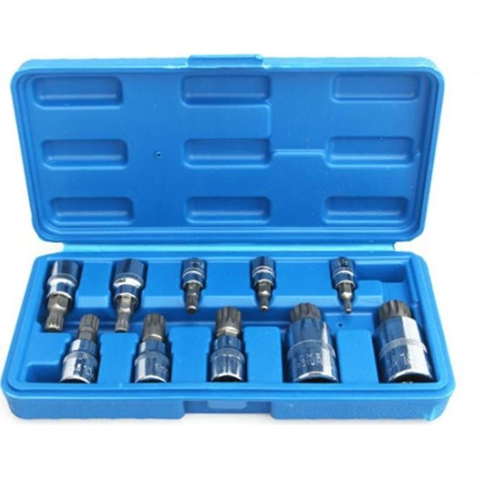 Jeu de douilles Bolt Remover Tool Set Deep Impact écrou extracteur tournevis manches Shallow métrique pour écrou Remover bleu 10PCS