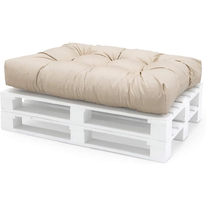 Spatium Coussins pour Palette Euro extérieur et intérieur Amovible taie d'oreiller imperméable Beige Siège 120x60x15