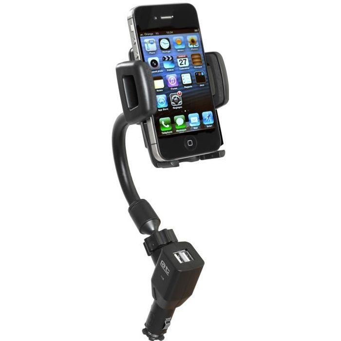 AUTO-T Support actif orientable smartphones/GPS+USB