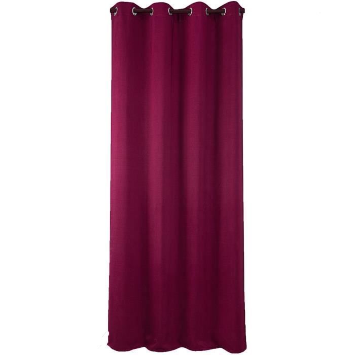 Rideau occultant - Uni effet sablé - 100% polyester - 140 x 260 cm - Rouge bordeaux