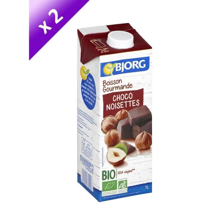 BJORG Lot de 2 Boissons gourmandes Riz Chocolat Noisettes - 2 x 1 L