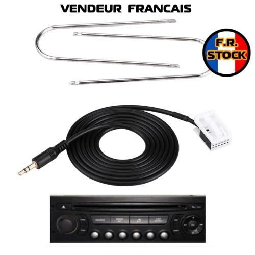 Cable auxiliaire aux adaptateur mp3 PEUGEOT 207 12PIN RD4 + 2 cles extraction BEST HQ