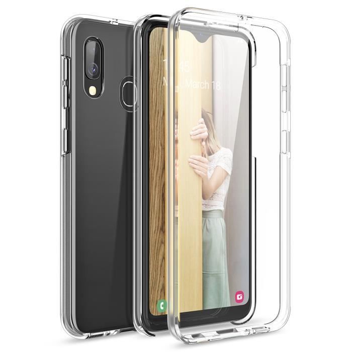 Coque Samsung Galaxy A20e Coque Avant en TPU Bumper PC Back 2-en-1 Transparent avec film de protection anti-rayures