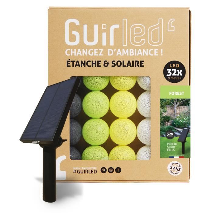 Guirlande lumineuse boules d'extérieur Solaire Guinguette LED- Étanche - 32 boules 6,4m - Forest