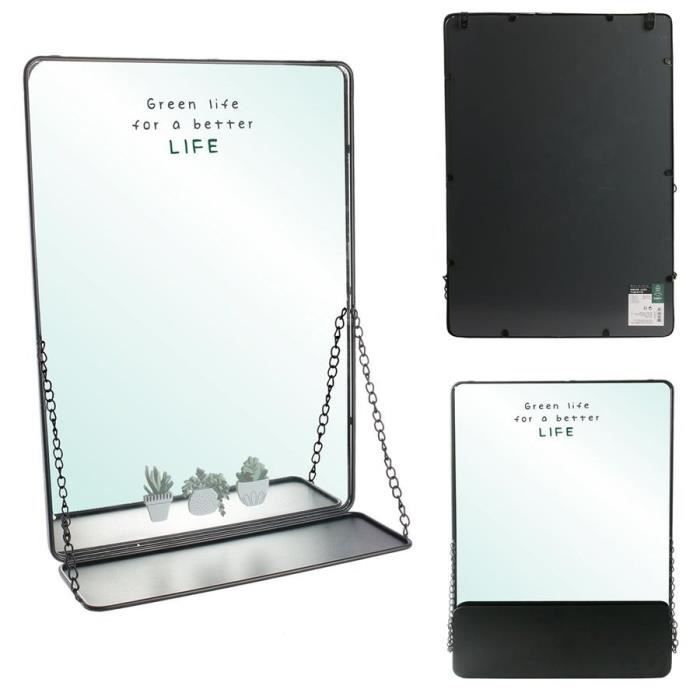 THE HOME DECO FACTORY Miroir tablette à chainettes M4 - Noir